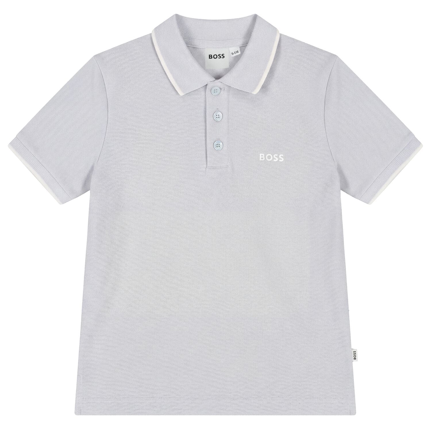 Boys Mini Me Blue Logo Polo Shirt, 8, hi-res