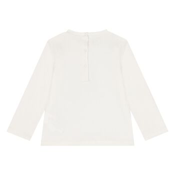 Younger Girls Ivory Embellished Long Sleeve Top