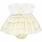 Baby Girls White & Yellow Stripes Romper Set, 1, hi-res