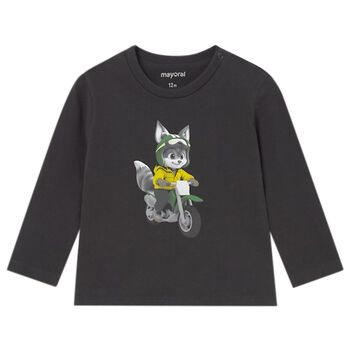 Younger Boys Black Fox Long Sleeve Top
