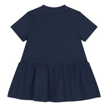 Younger Girls Navy Blue Tiger Logo Dress