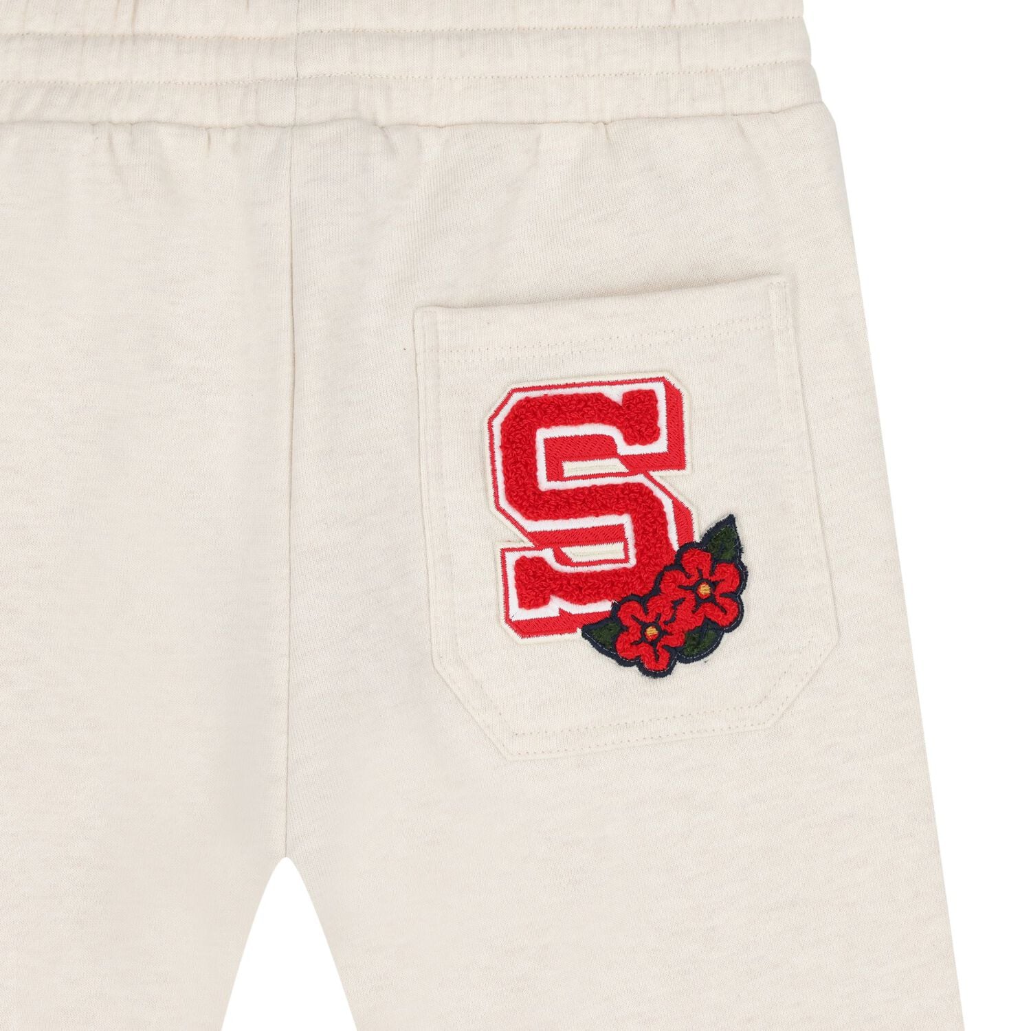 Girls Beige Patch Joggers, 1, hi-res