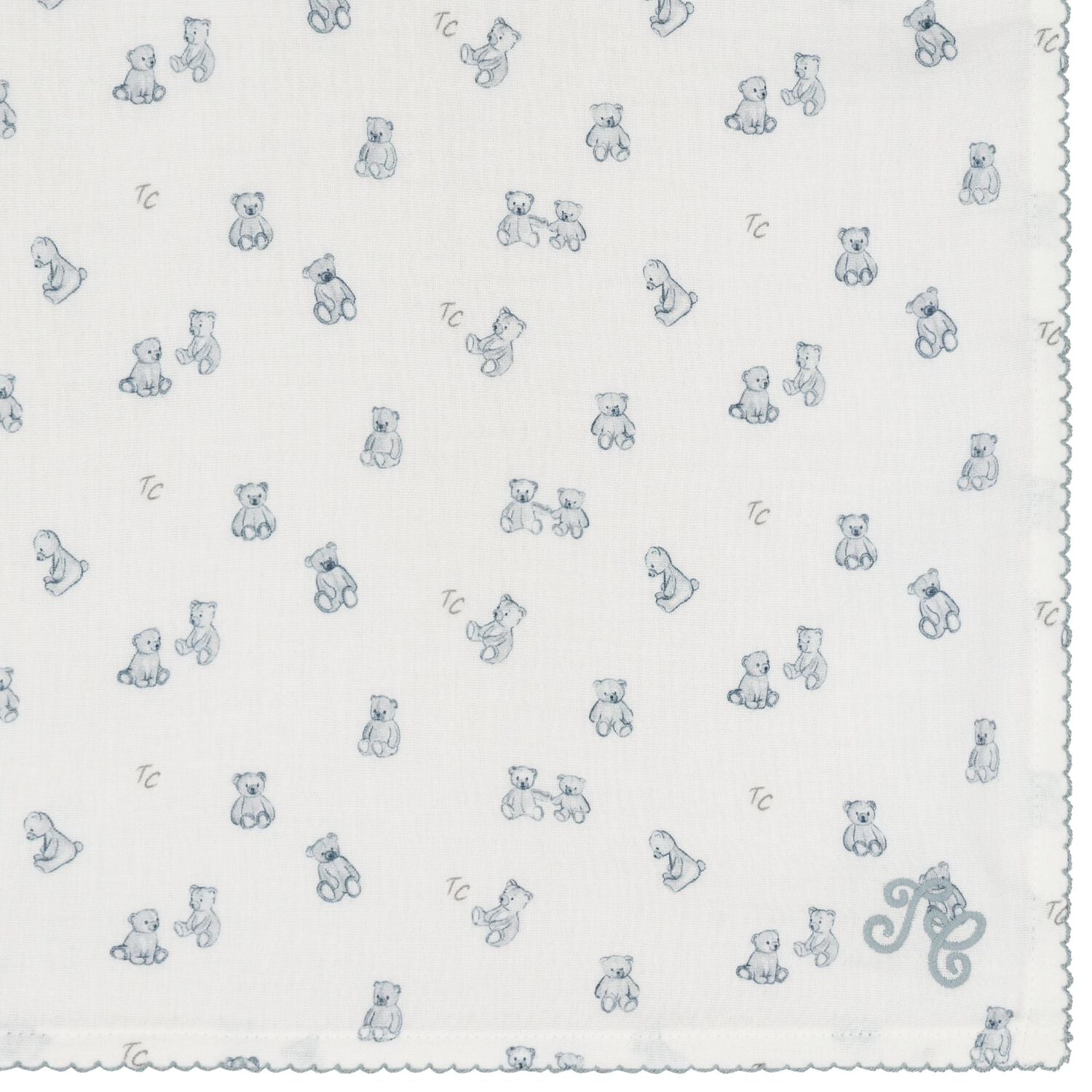 Baby Boys Ivory & Blue Teddy Bear Blanket, 1, hi-res