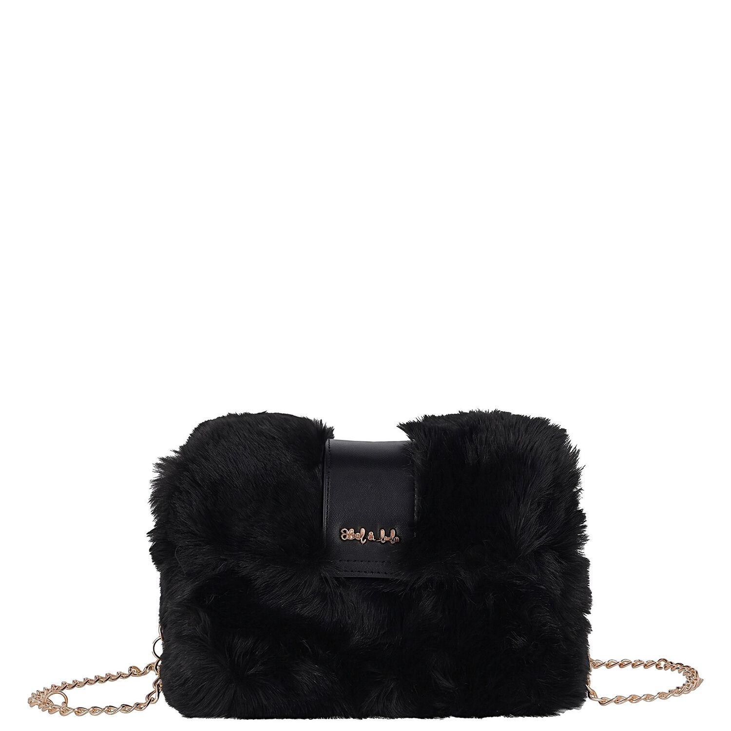 Girls Black Faux Fur Handbag ( 21cm ), 3, hi-res