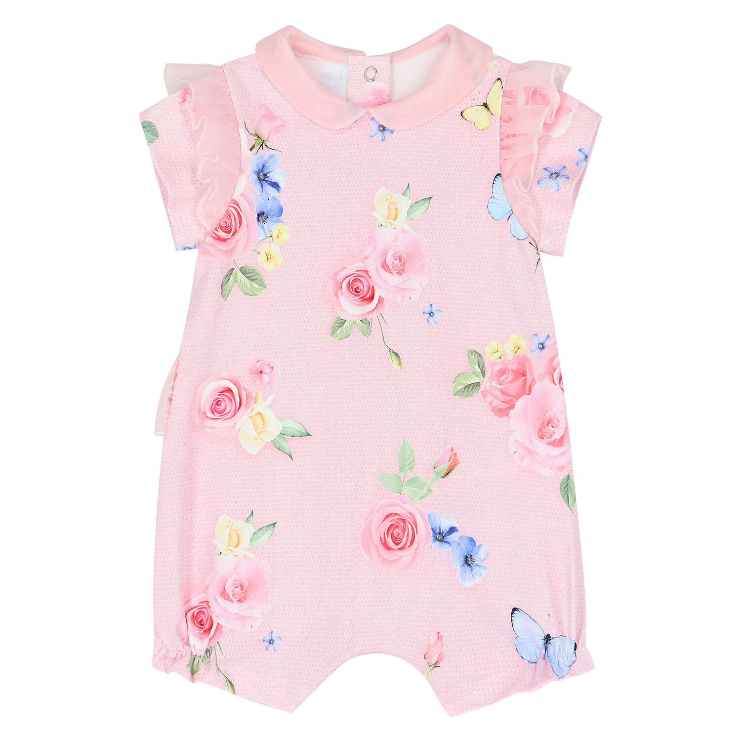 Baby Girls Pink Floral Romper, 1, hi-res image number null