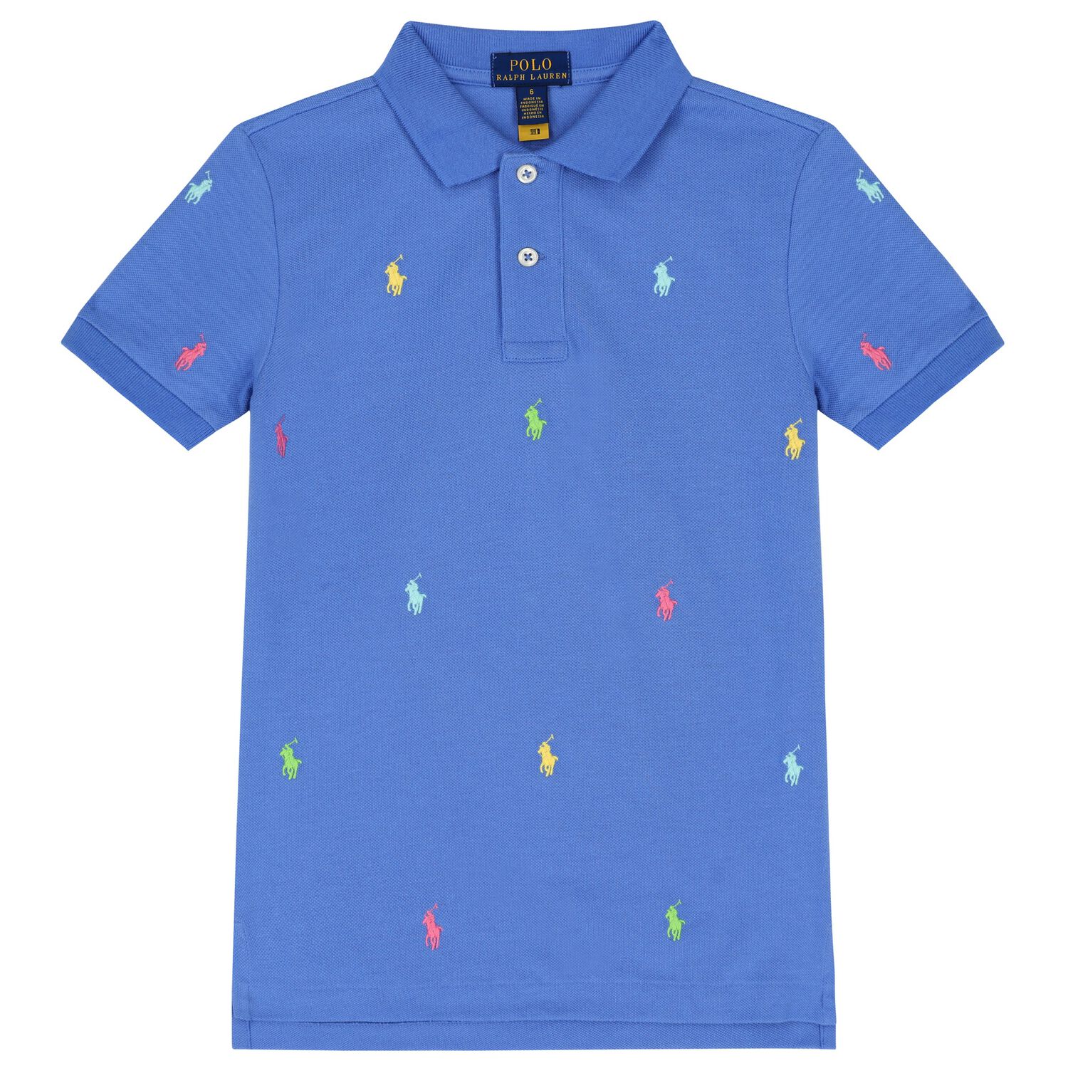 Boys Blue Logo Polo Shirt, 1, hi-res