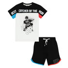 Boys White & Black Shorts Set, 1, hi-res