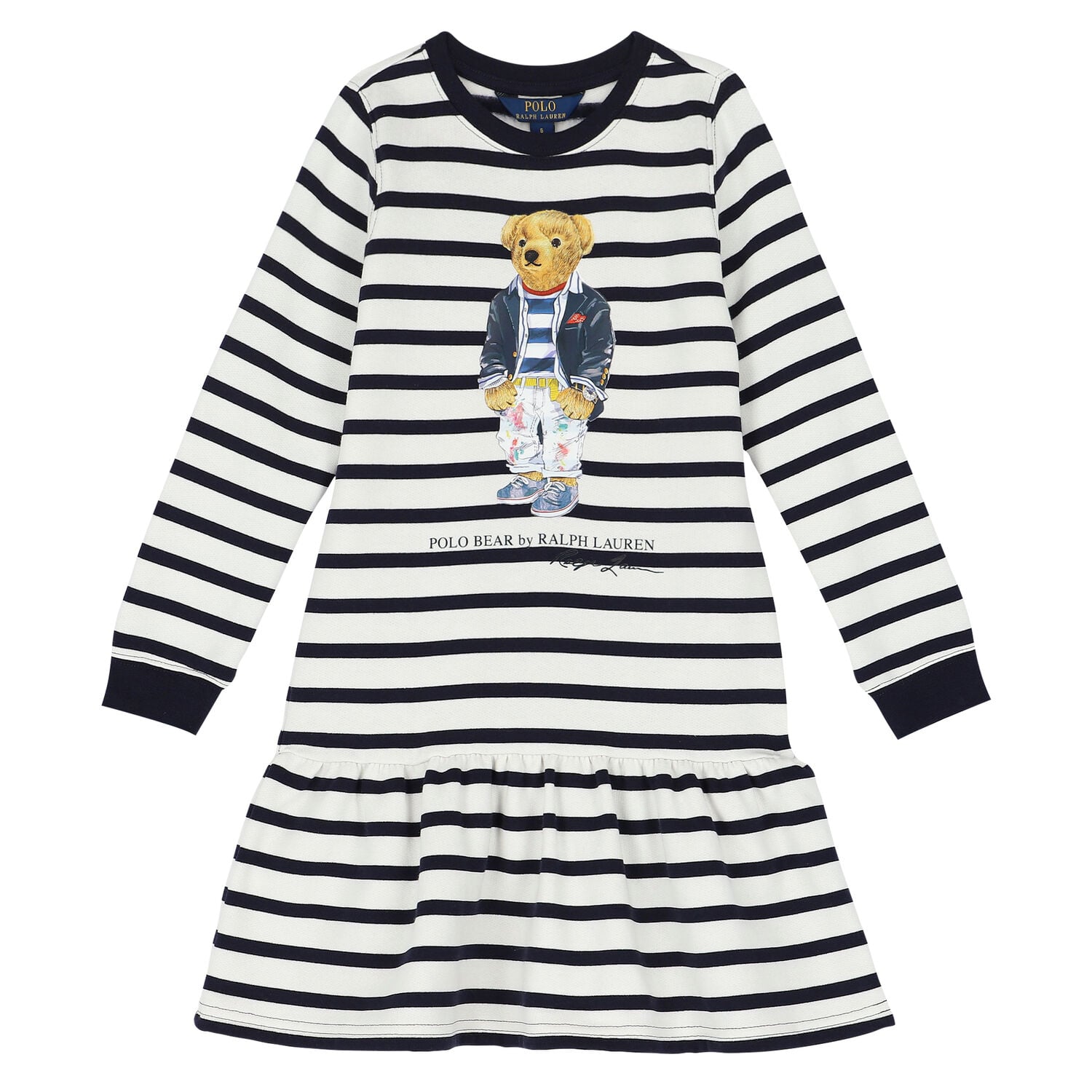 ralph lauren navy blue and white dress POLO RALPH LAUREN STRIPED COTTON PANELED SHIRTDRESS Navy Women's Shirt Dress