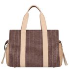 Beige Houndstooth Check Baby Changing Bag ( 41cm ), 1, hi-res