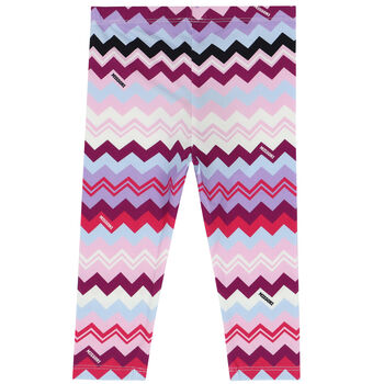 Younger Girls Purple & Pink Zigzag Leggings