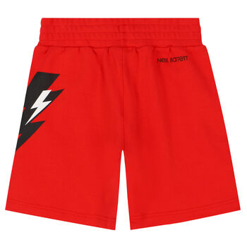 Boys Red Thunderbolt Logo Shorts