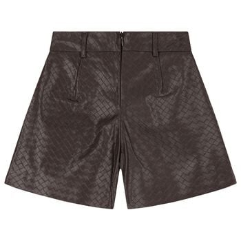 Girls Brown Faux Leather Shorts