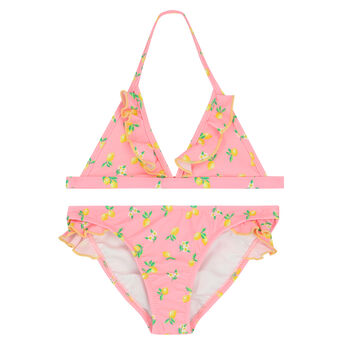 Girls Pink Lemon & Floral Bikini