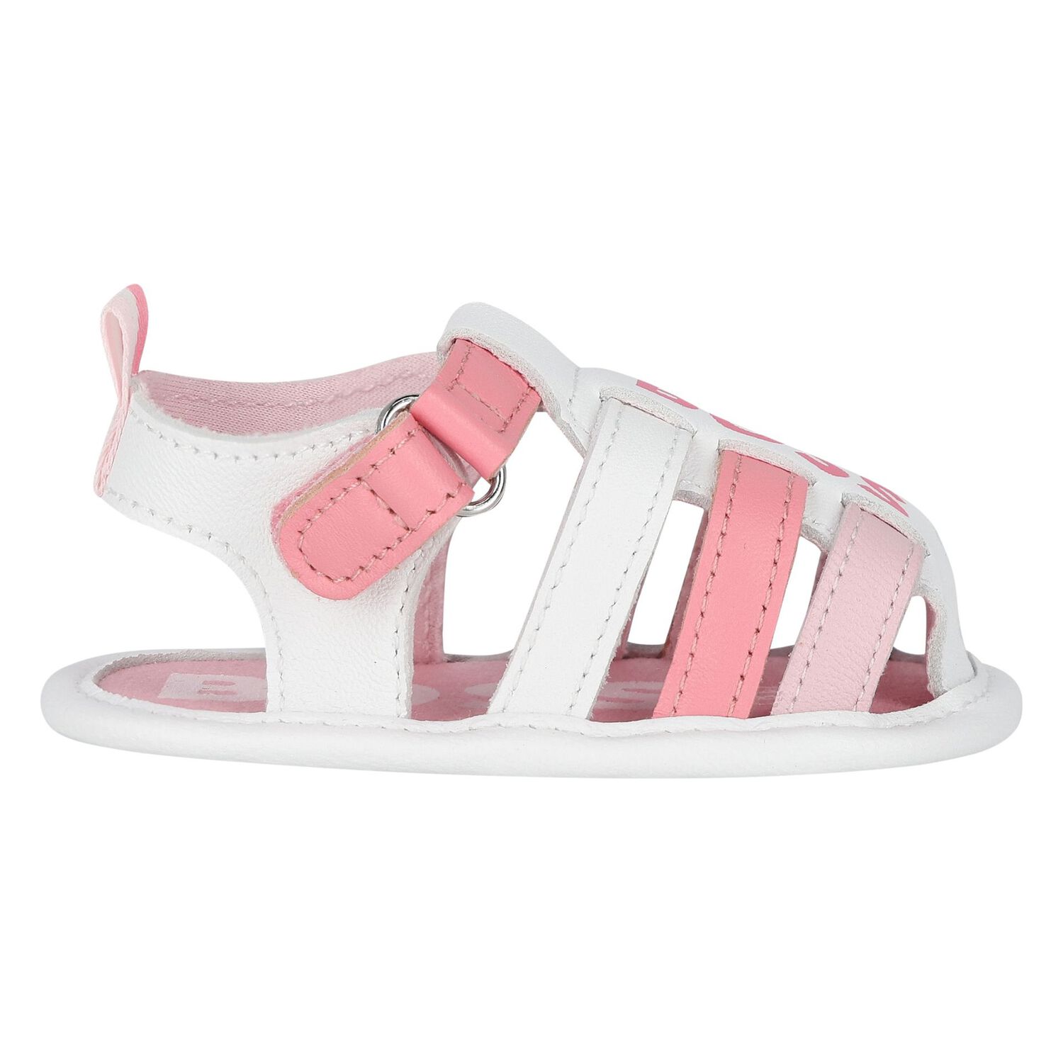 Baby Girls White & Pink Logo Sandals, 1, hi-res image number null