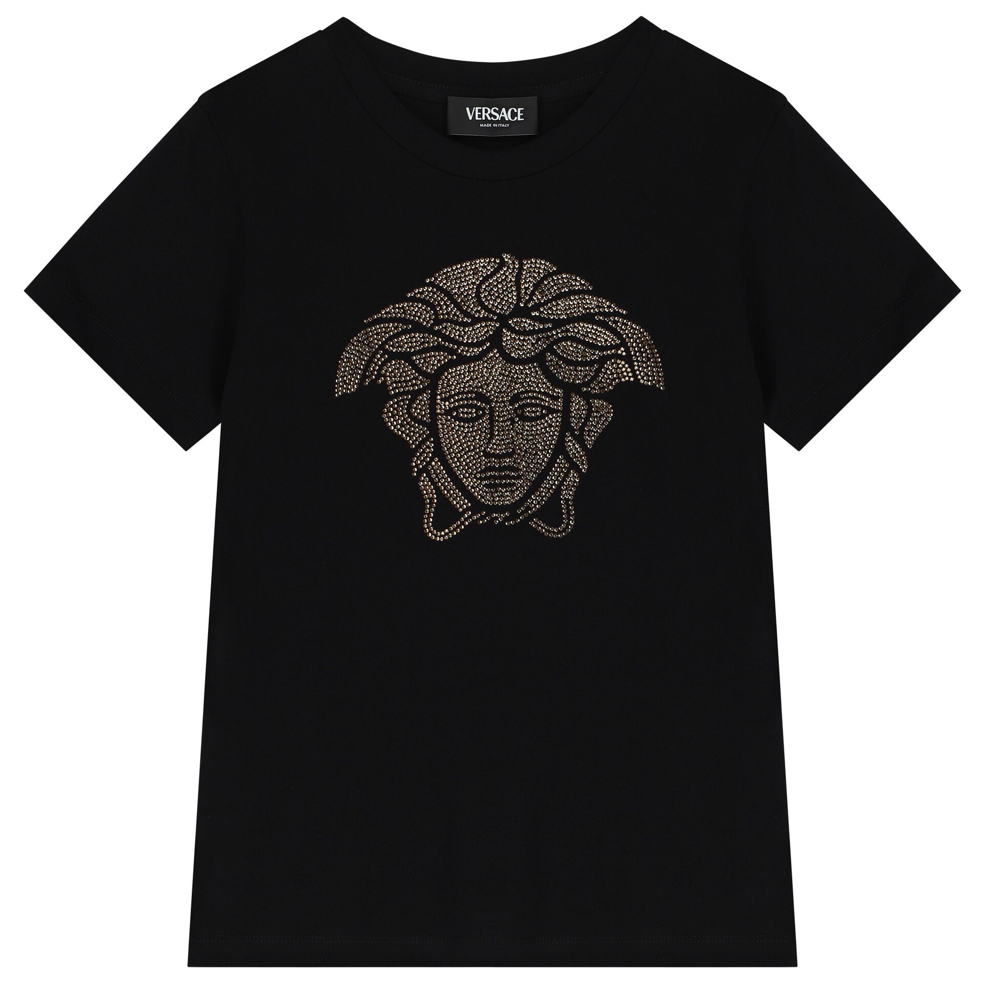 Versace Girls Black Logo Medusa T-Shirt | Junior Couture USA