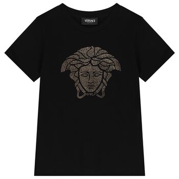 Girls Black Logo Medusa T-Shirt