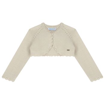 Younger Girls Beige Cardigan