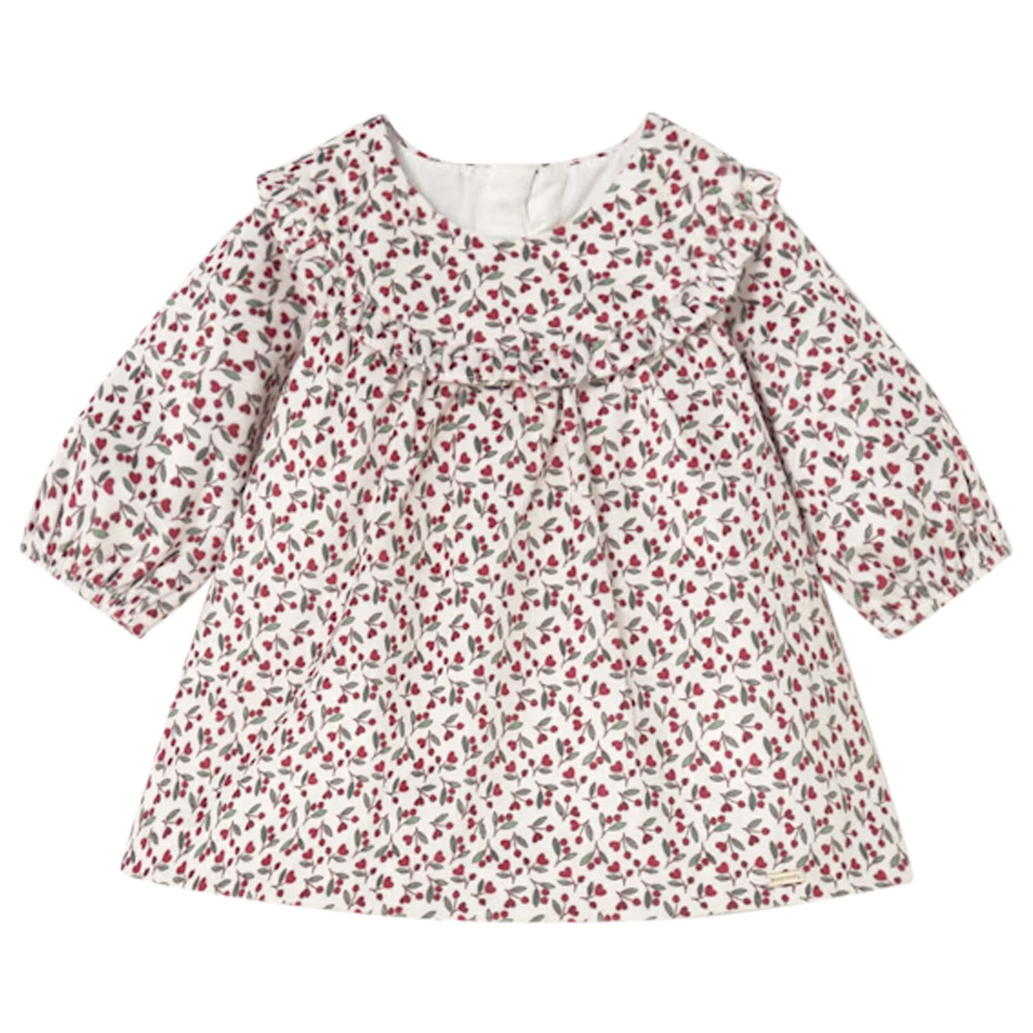Baby Girls Ivory & Red Floral Dress, 1, hi-res