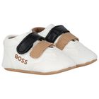 Baby Boys White Logo Pre Walker Shoes, 1, hi-res