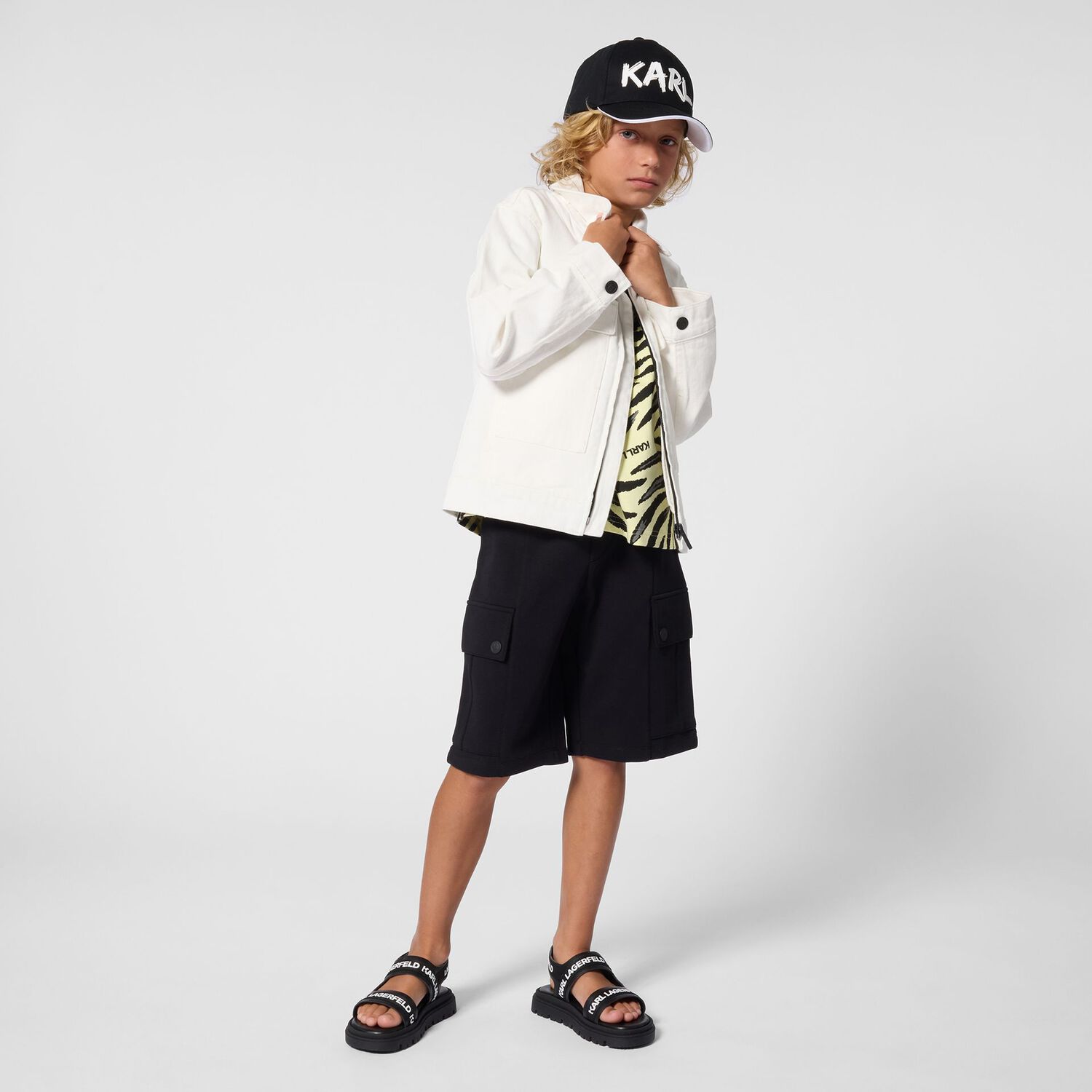 Boys Mini Me Yellow & Black Logo T-Shirt, 1, hi-res