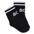 Baby Boys White, Black & Beige Logo Socks ( 3-Pack ) , 1, hi-res