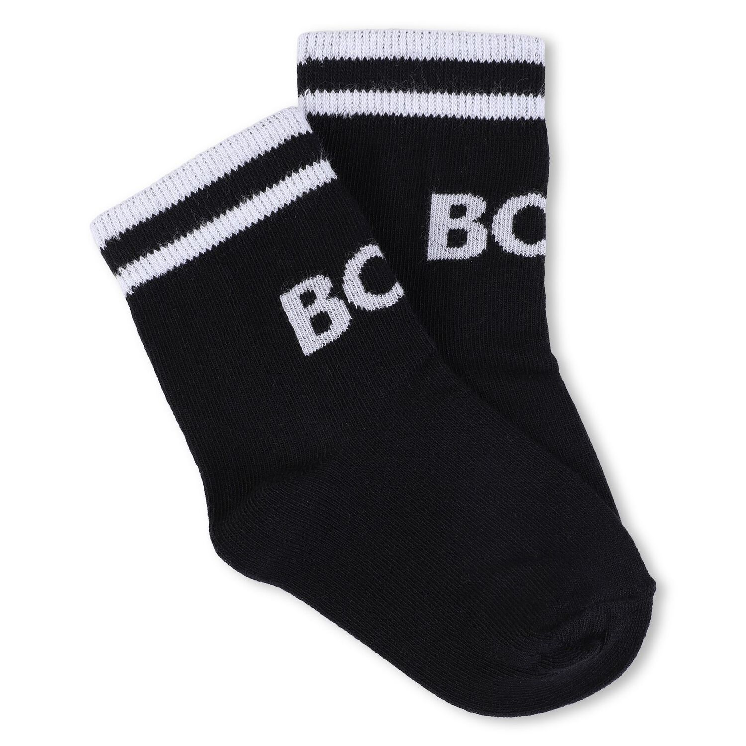 Baby Boys White, Black & Beige Logo Socks ( 3-Pack ) , 1, hi-res