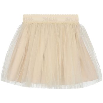 Girls Beige & Gold Tulle Skirt