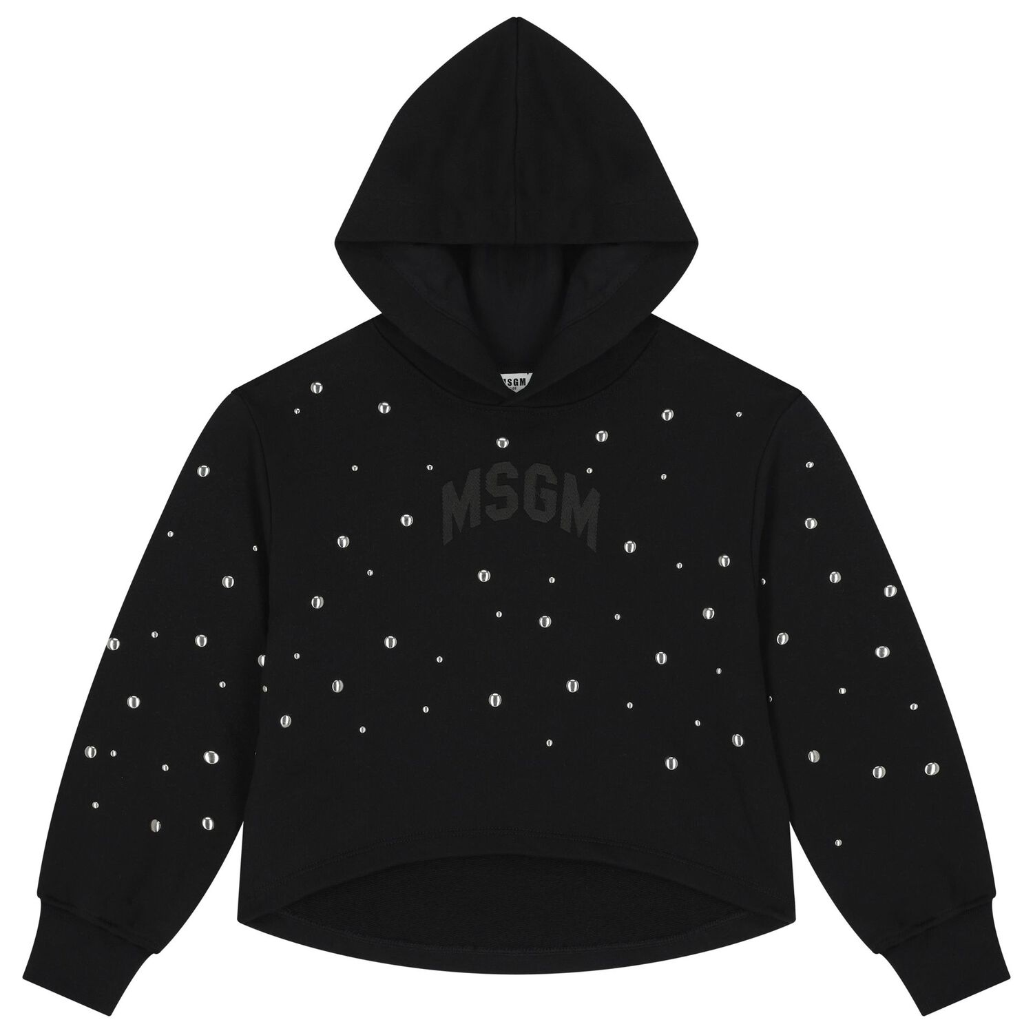 توب بنات هودي بالشعار  باللون الأسود, 1, hi-res