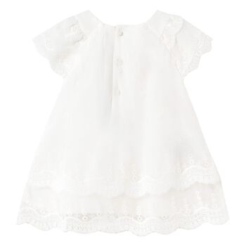 Younger Girls Ivory Embroidered Tulle Dress
