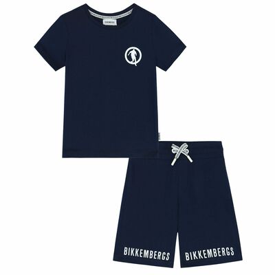 Boys Navy Logo Shorts Set