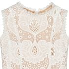 Girls White & Beige Lace Dress, 1, hi-res