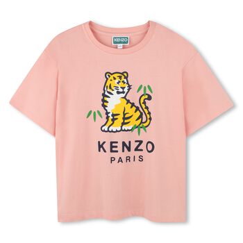 Girls Pink Tiger Logo T-Shirt