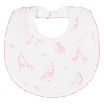 Baby Girls White & Pink Giraffe Bib