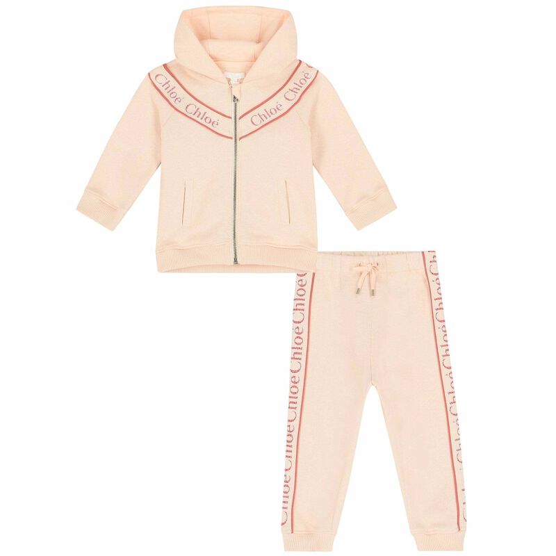 Younger Girls Pale Pink Tracksuit, 1, hi-res image number null