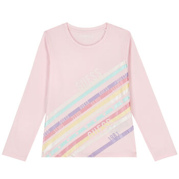 Girls Pink Logo Long Sleeve Top