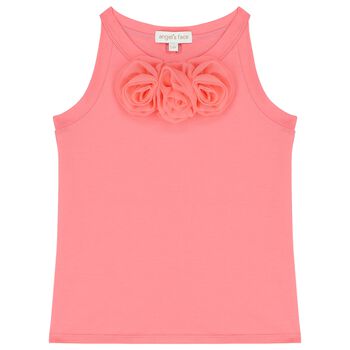 Girls Coral Roses Top