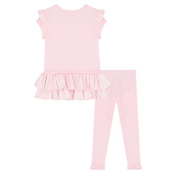 Girls Pink Embellished Leggings Set