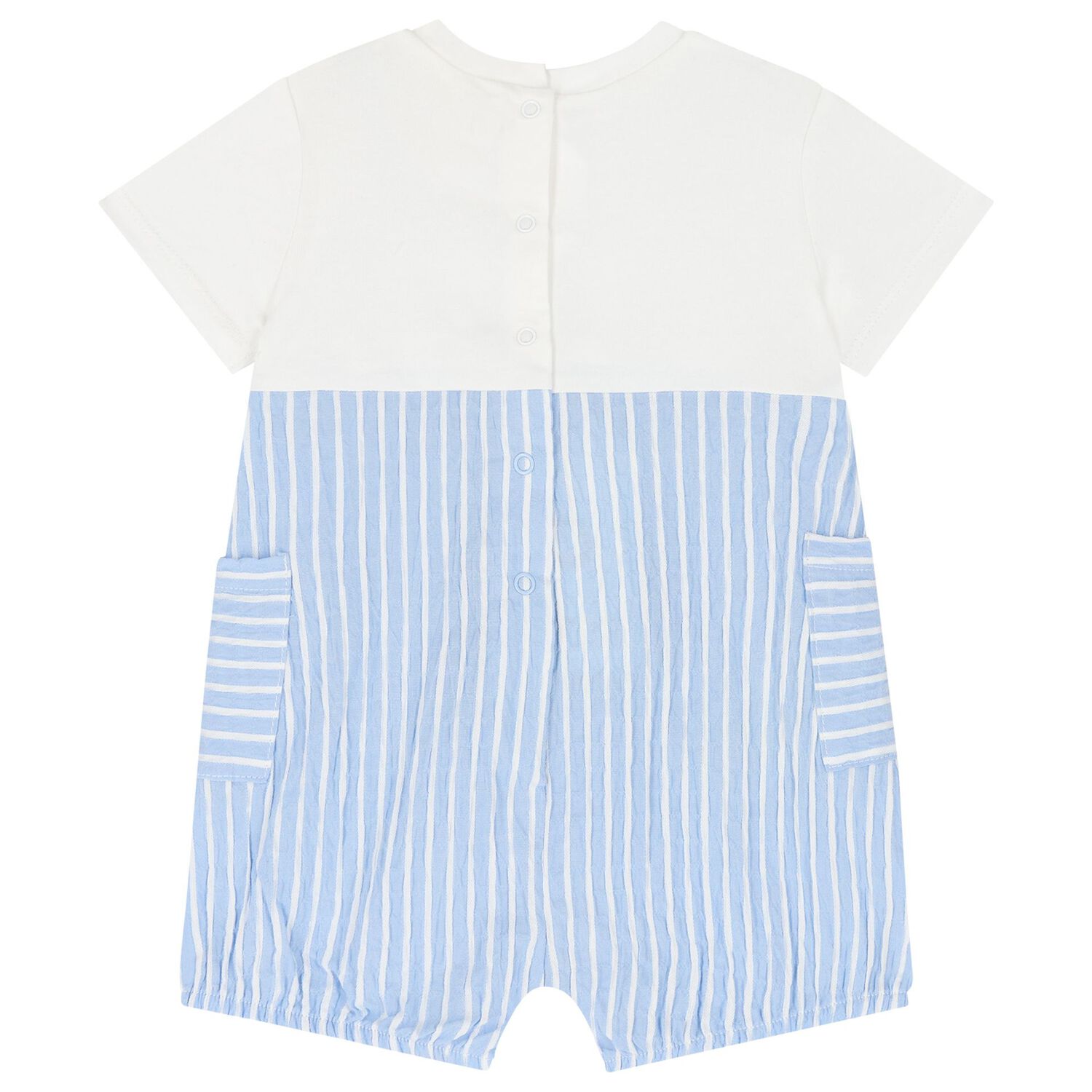 Baby Boys Blue & Ivory Striped Baby Romper Set, 2, hi-res image number null