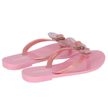 Girls Pink Bugs Flip Flops