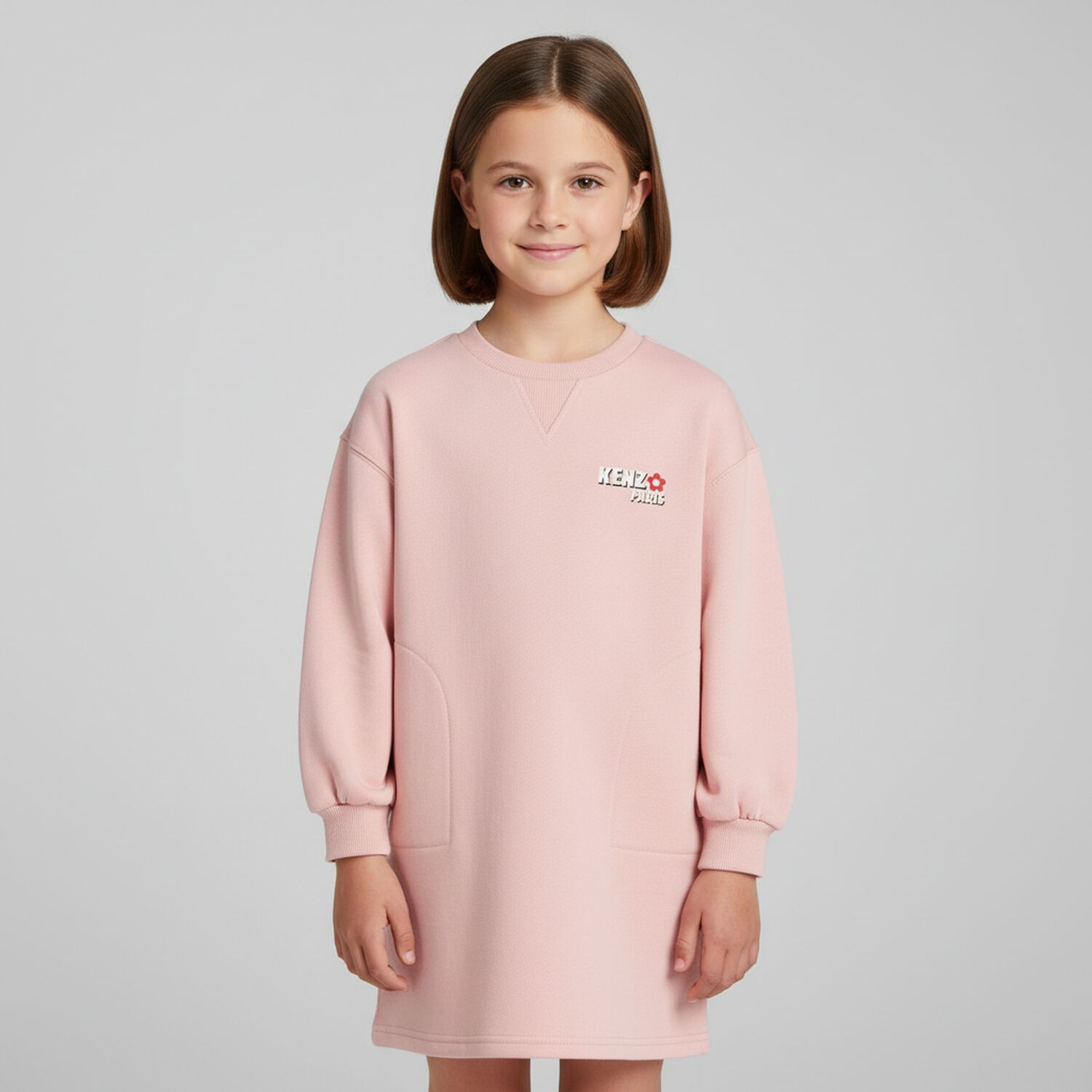Girls Pink Logo Dress, 1, hi-res
