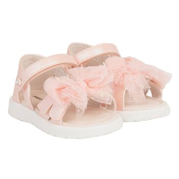 Younger Girls Pink Tulle Bow Sandals