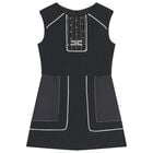 Girls Black Diamante Logo Dress, 1, hi-res