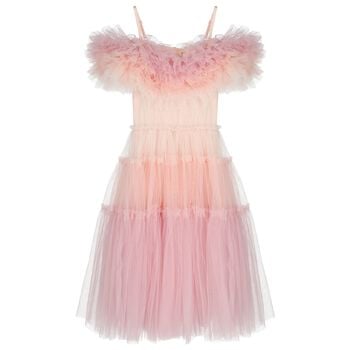 Girls Pink Tiered Tulle Dress
