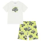 Boys White & Green Short Set, 2, hi-res