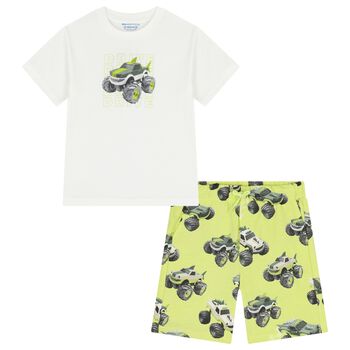 Boys White & Green Short Set