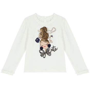 Girls Ivory Long Sleeve Top