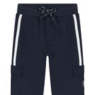 Younger Boys Navy Blue Logo Joggers, 1, hi-res