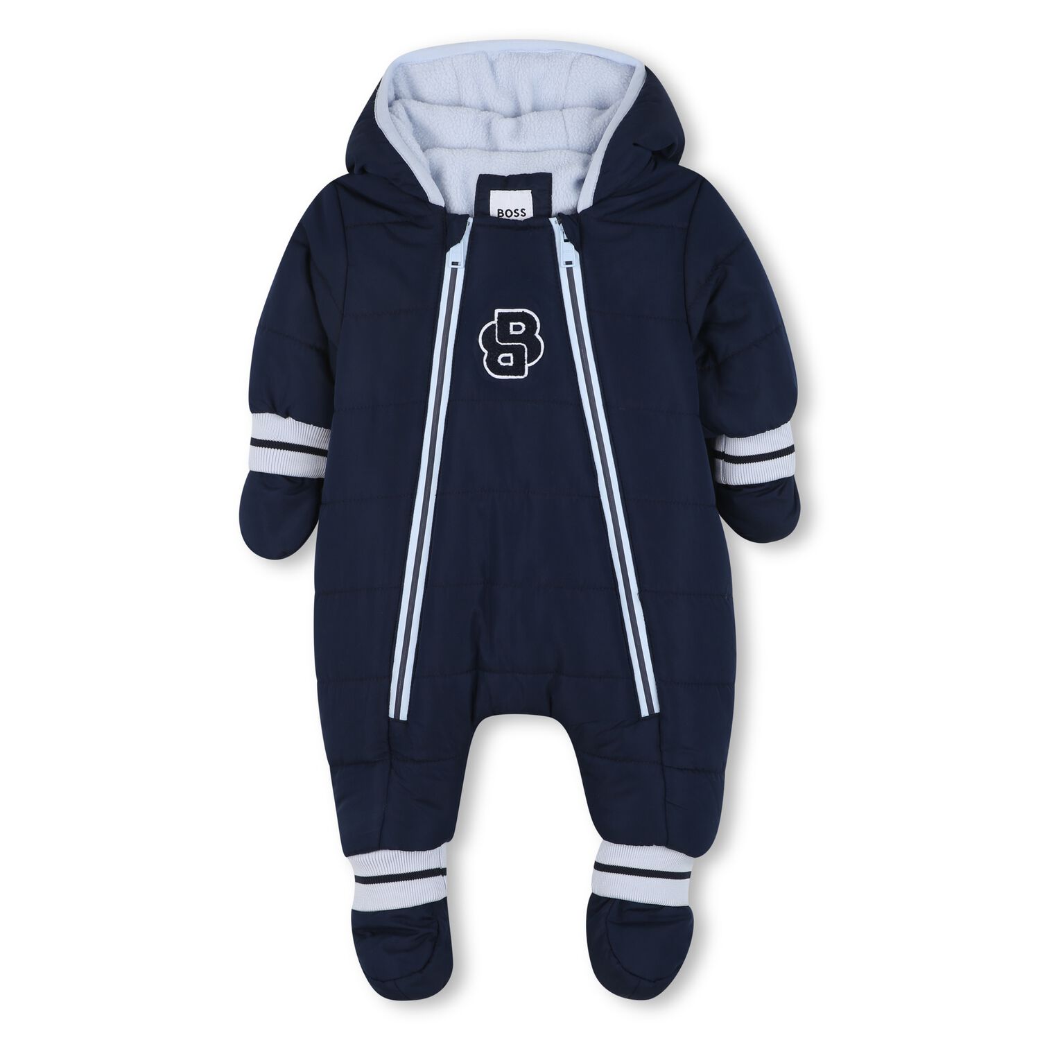 Baby Boys Navy Blue Logo Snowsuit, 1, hi-res