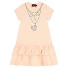 Girls Pink Necklace Logo Dress, 2, hi-res