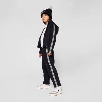 Girls Black Glittery Joggers